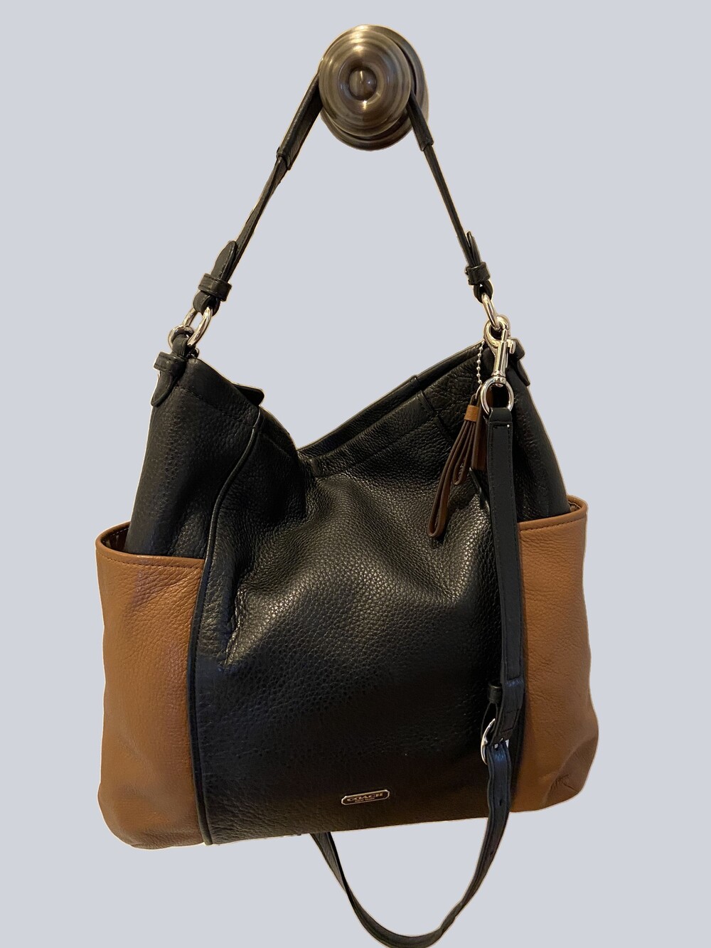 Coach Park Black Brown Leather Colorblock Classic Tote Handbag Purse 31304 - Sho